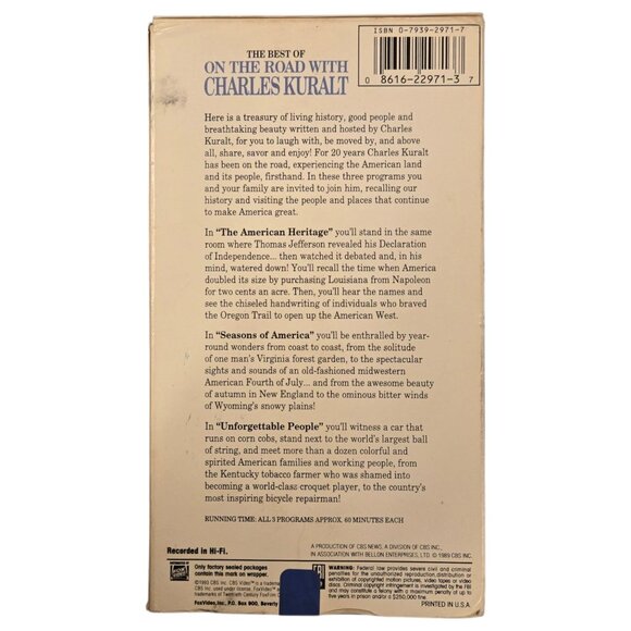 The Best Of On The Road With Charles Kuralt VHS 3 Tape Set Vintage Travel - Picture 4 of 16